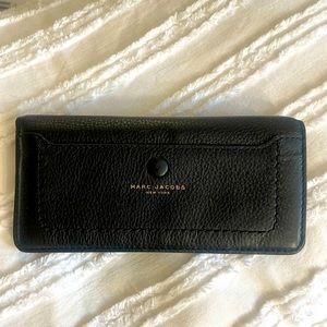 Marc Jacobs Long Black Pebbled Leather Wallet